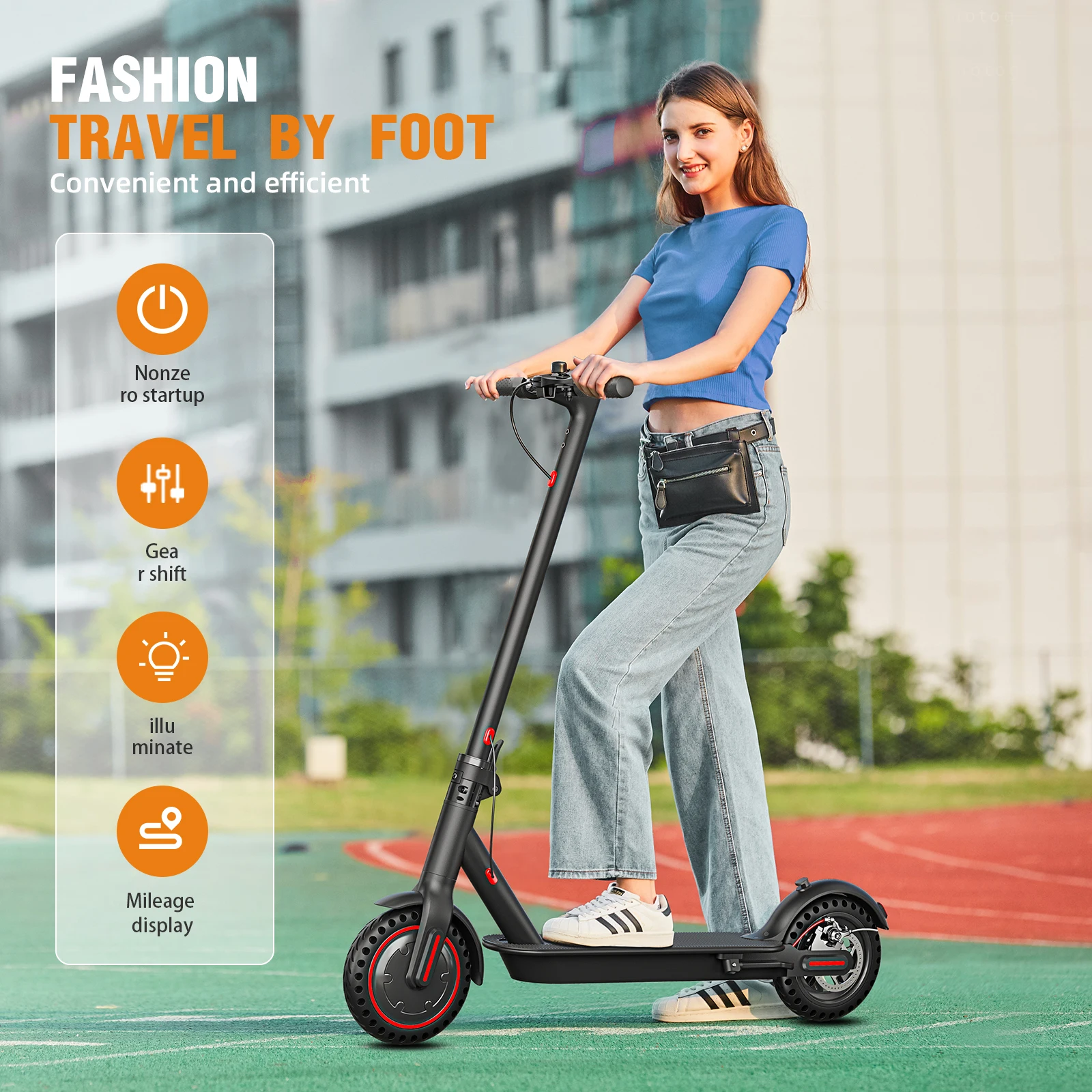 8.5inch Electric Scooter 350W Drive Motor for Adults,19Mph Top Speed,Max 22 Miles,36V10.4AH Lithium Battery