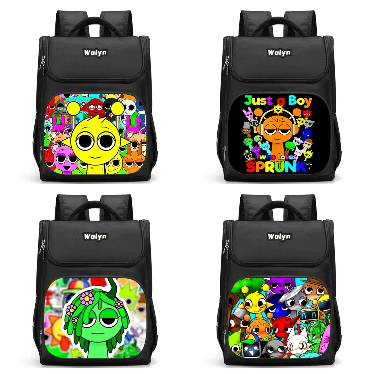 

School Backpack with Multi -Compartment ,Large Cartoon Sprunki School Bags for Boys,Durable Child Backpack for Aged 6-10