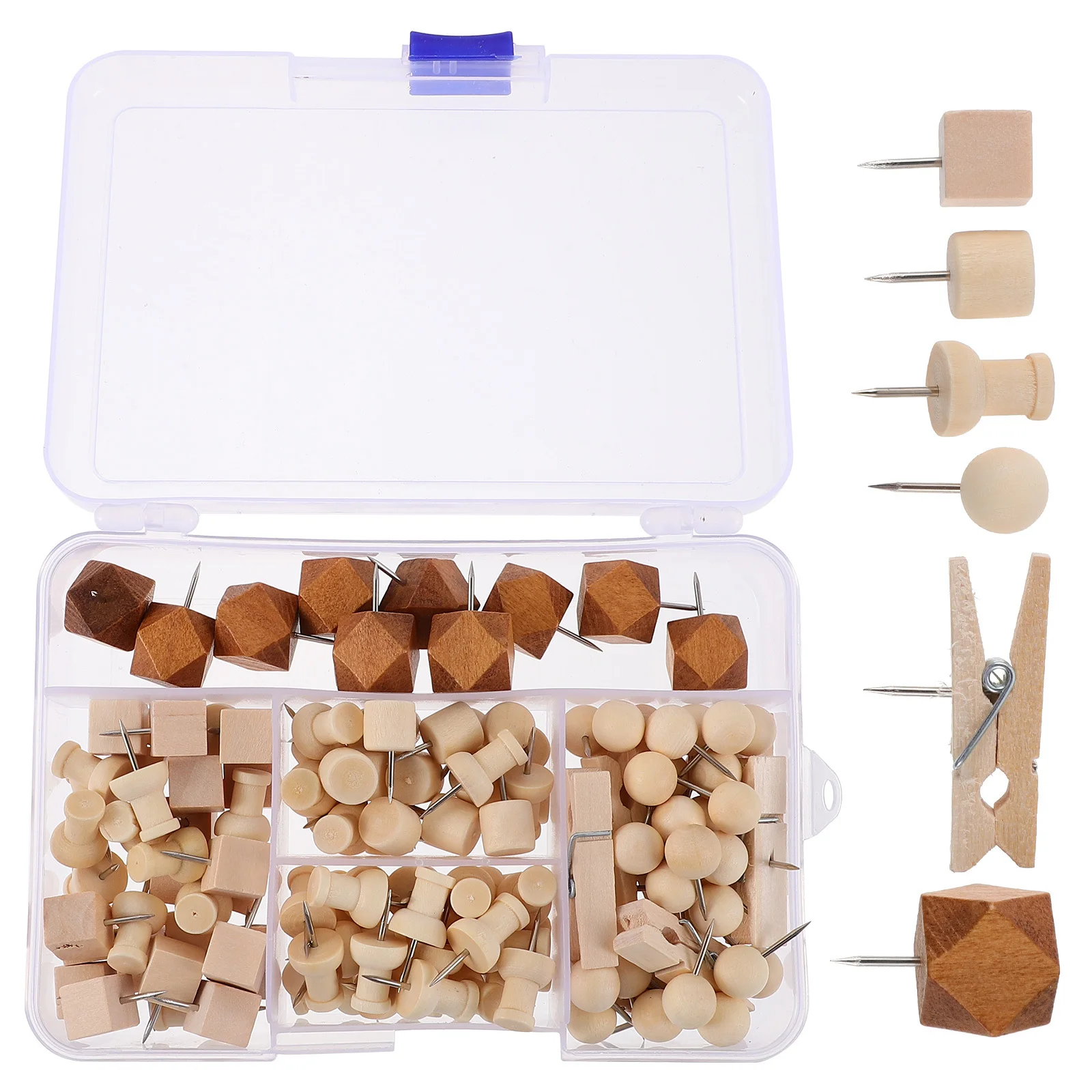 Multi-Function Wood Pushpins Replaceable Thumb Tacks Convenient Pushpins for Bulletin Board Photo Wall Office Desk