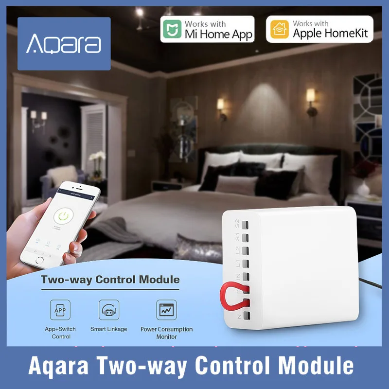 

Aqara Two-way control module Wireless Relay Controller 2 channels Work For Xiaomi Mijia smart home APP mi home Home kit Original