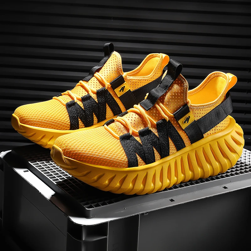 Luxury Brand Running Shoes Men Yellow Sock Sport Shoes Mens Soft Bottom Gym Outdoor Shoe Man Walking Jogging Shoe view 2