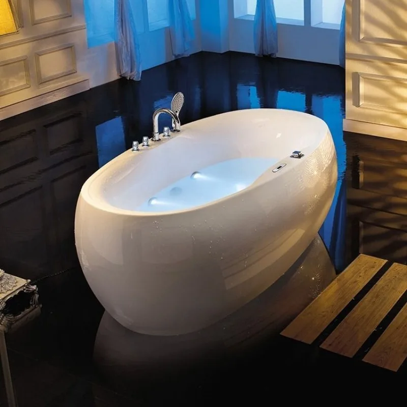 Bathtub household thermostatic heating surf massage cylinder independent oval acrylic Internet celebrity luxury smart