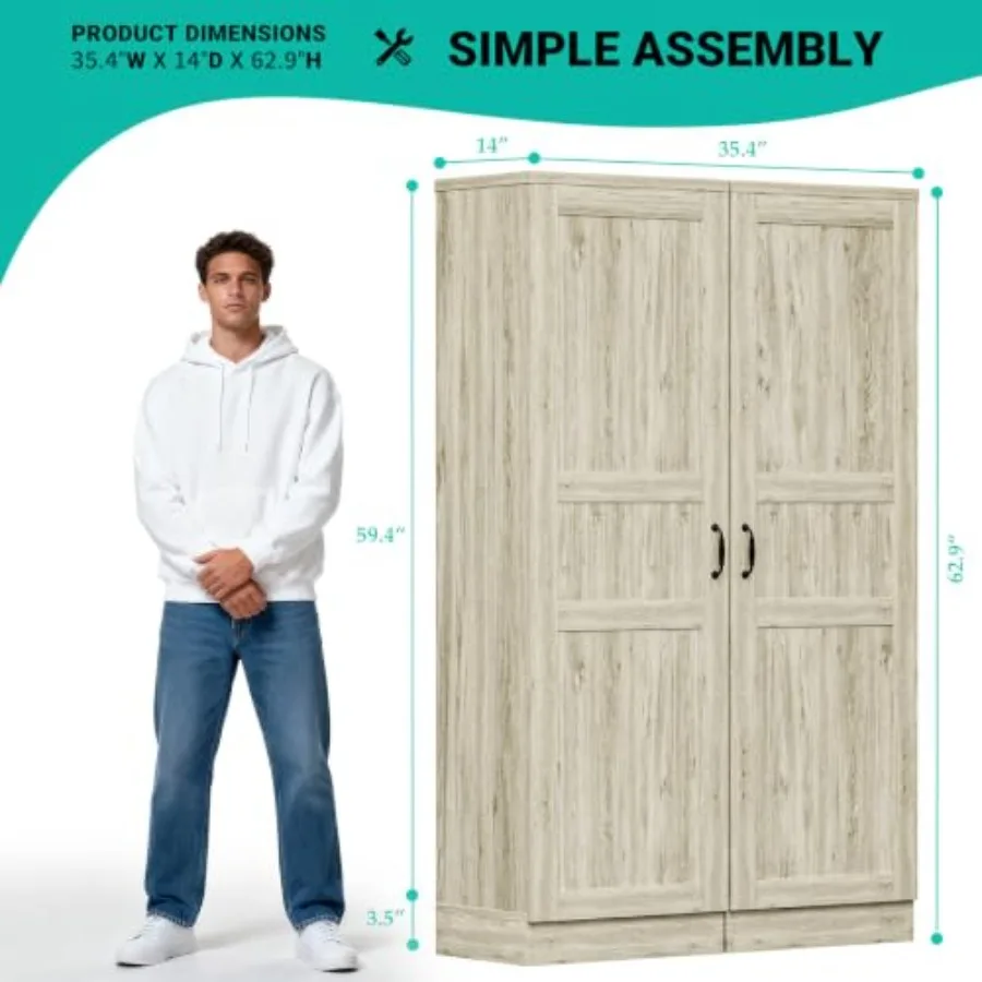 Pantry Cabinet Storage Cabinet with Doors and Shelves 2‑Pack