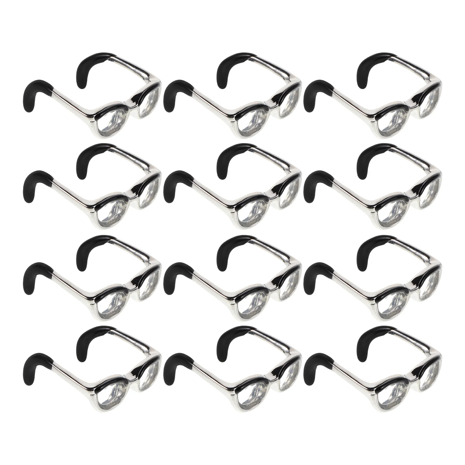 

12Pcs Mini Eyeglasses Ring Open Band Adjustable Fashion Finger Ring for Women Couples Bridesmaids Wedding Birthday Party Jewelry