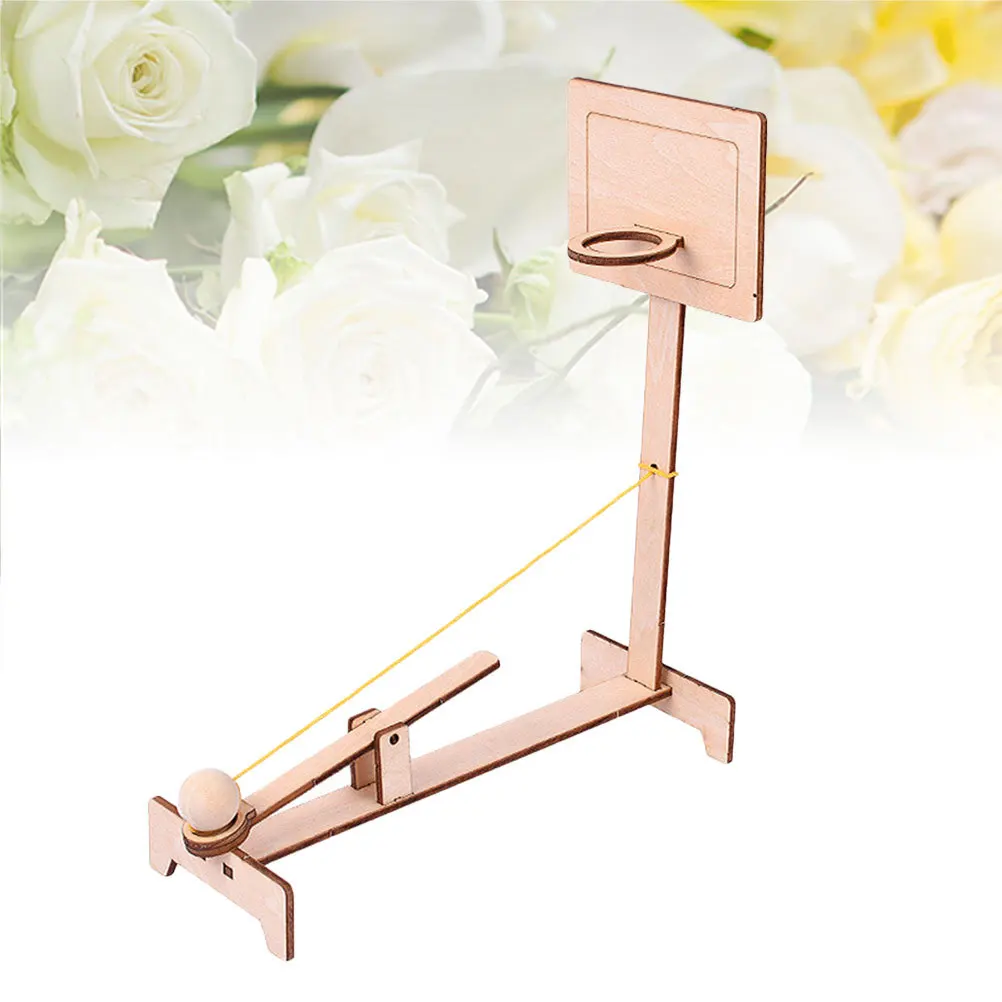 2Pcs Creative Wood Shooting Machine Leverage Theory DIY Educational Equipment for Kids Students Science Experiment Basketball