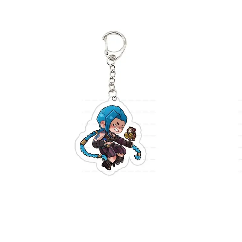 Acrylic Arcane Jinx Vi Caitlyn Ekko Viktor Keychain Arcane FigurePendant Keyring Key chainKeyRing for Accessories Bag Fans Gift