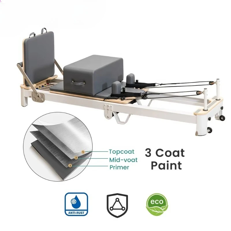 CE Approved Quiet Pilates Reformer - Foldable Aluminum Rehabilitation Training Machine for Home & Studio view 3