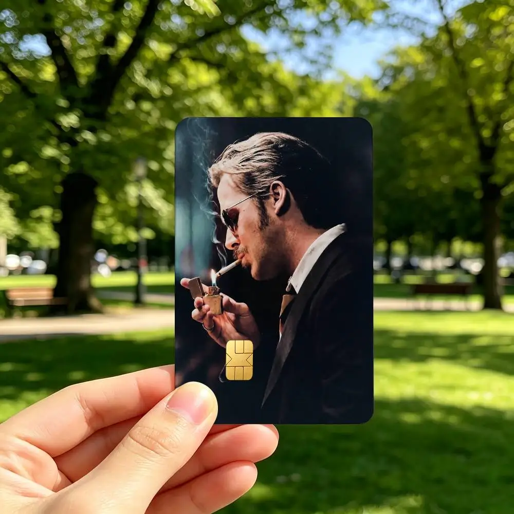 Handsome Man R-Ryan Gosling 1Set 4Pcs Card Skin Sticker Waterproof Decorative Film for Credit Debit Bank Bus IC Card