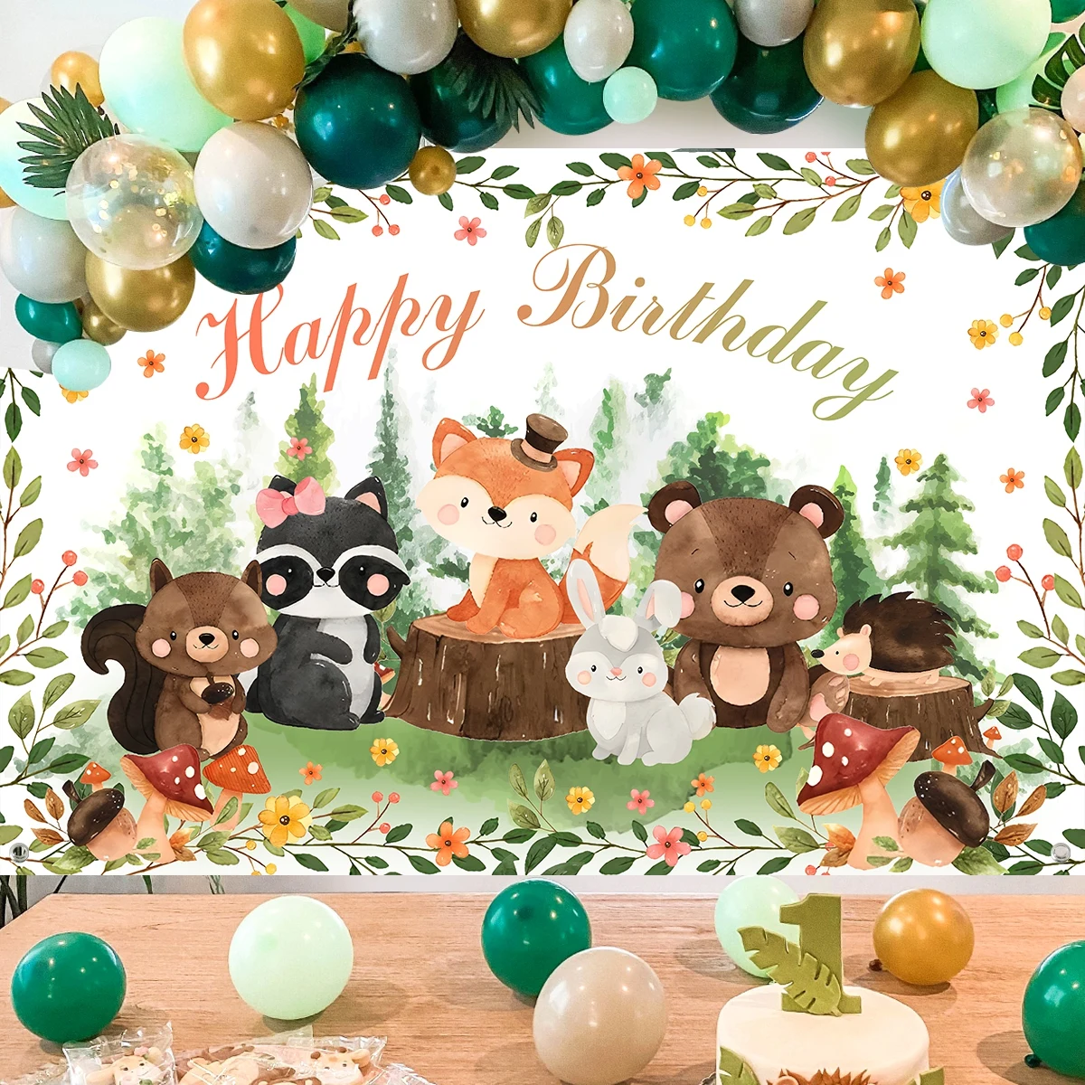 Jungle Animals Backdrop Jungle Safari1st Birthday Party Decorations Kids Wild One Woodland Party Supplies Boy Baby Shower Favors