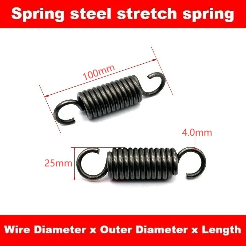 Spring Steel Single Hook Spring, Tension Spring, Wire Dia 4mm, Outer Dia 25mm, Length 80/90/100/110/120/130/150/170/200/220/350/
