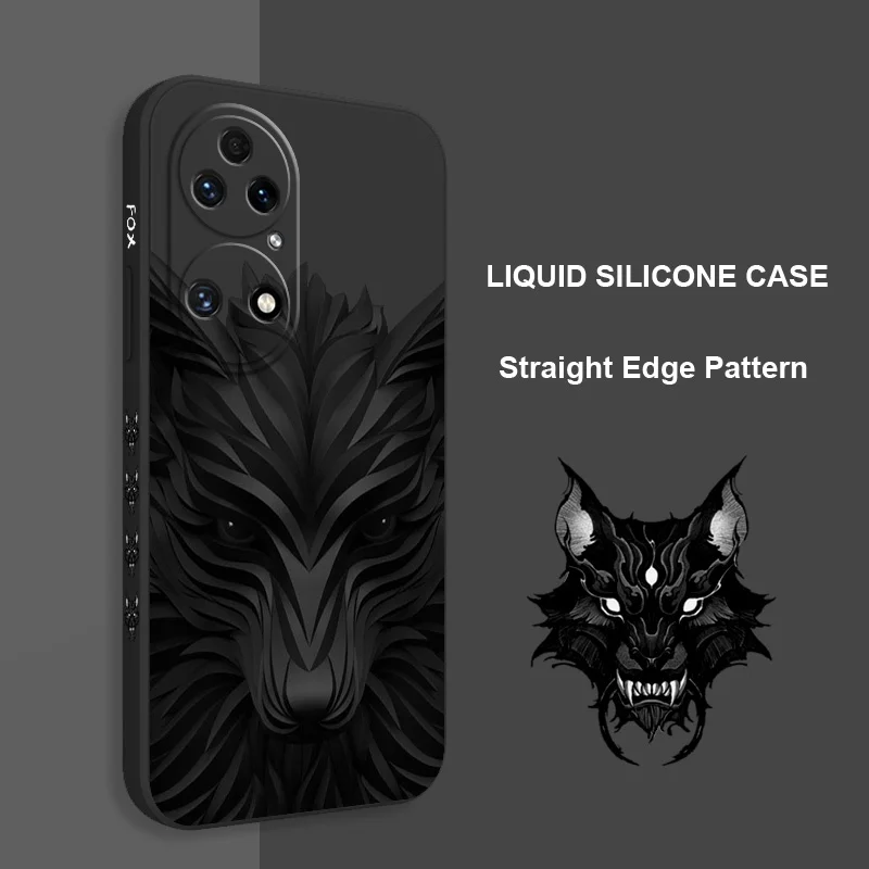 Black Fox Phone Case For Huawei P50 P40 P30 P20 Mate 50 20 Pro Lite P Smart 2021 Y7A Cover