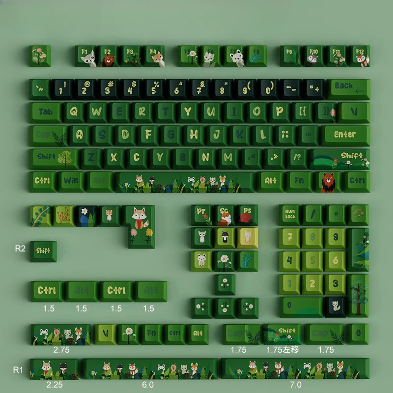 

Wonderful Forest PBT полностью пятисторонний сублимационный колпачок для клавиш, полный набор, оригинальная высота коробки