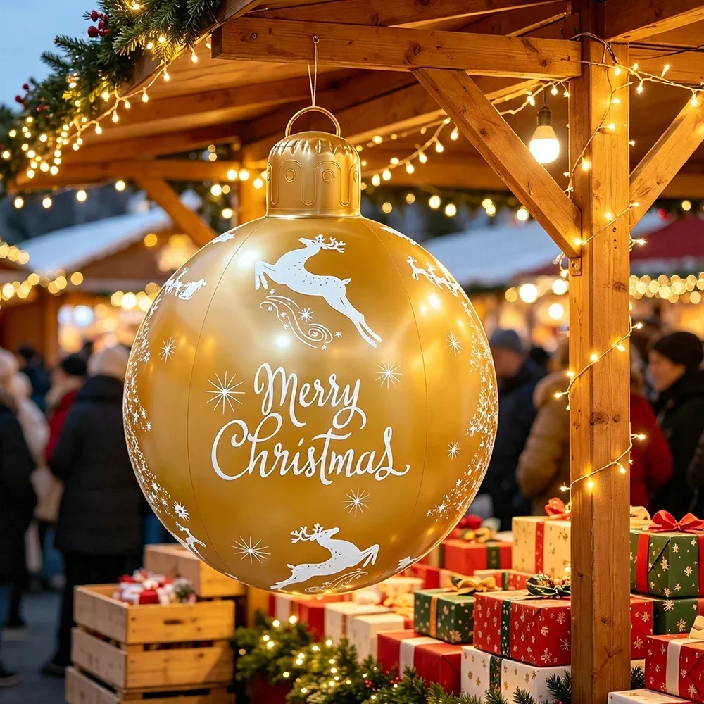1 inflatable letter Christmas balls, PVC inflatable decorative balls, Christmas and New Year atmosphere decorations