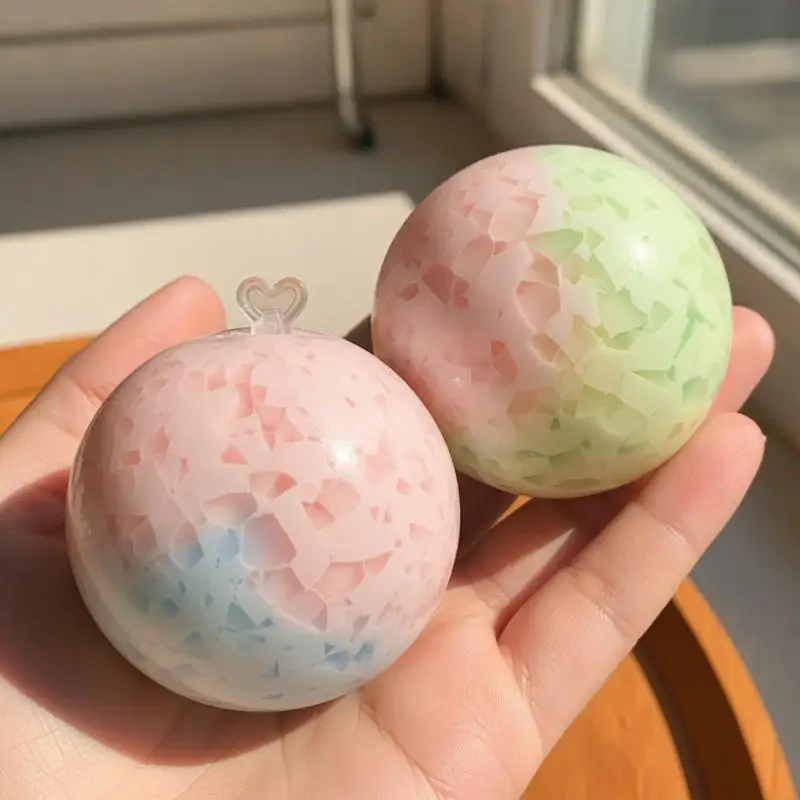 Portable Crunchy Stress Relief Ball Handmade Candy Color Burst Filling Toy for Kids Adults Outdoor Camping Carry