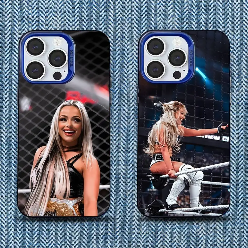 

W-WWE L-Liv Morgan Phone Case For iPhone 16,15,14,13,12,11,Mini,Pro,SE,MAX Blue Matte Silicone Cover