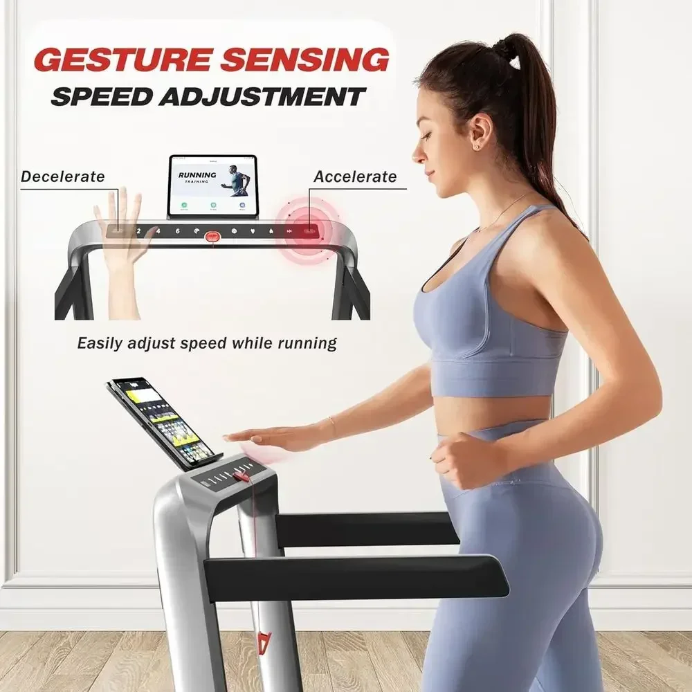 Portable 2-in-1 Incline Walking Pad Treadmill, 330 lbs Capacity, 2.5HP Motor, Gesture Control