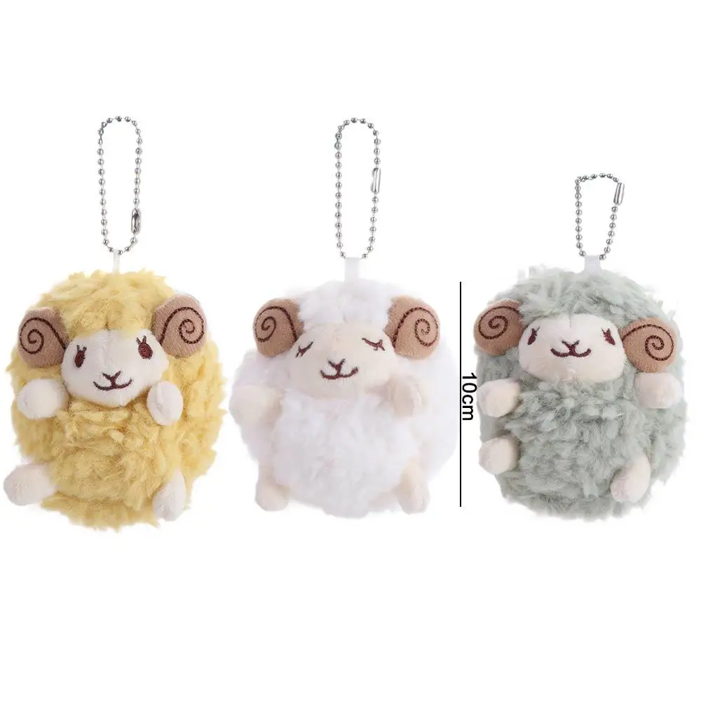 Adorable llavero de peluche de Mini oveja de Anime de dibujos animados, colgante de felpa de oveja rellena de cordero, decoración de adorno de muñeco de cordero suave y esponjoso