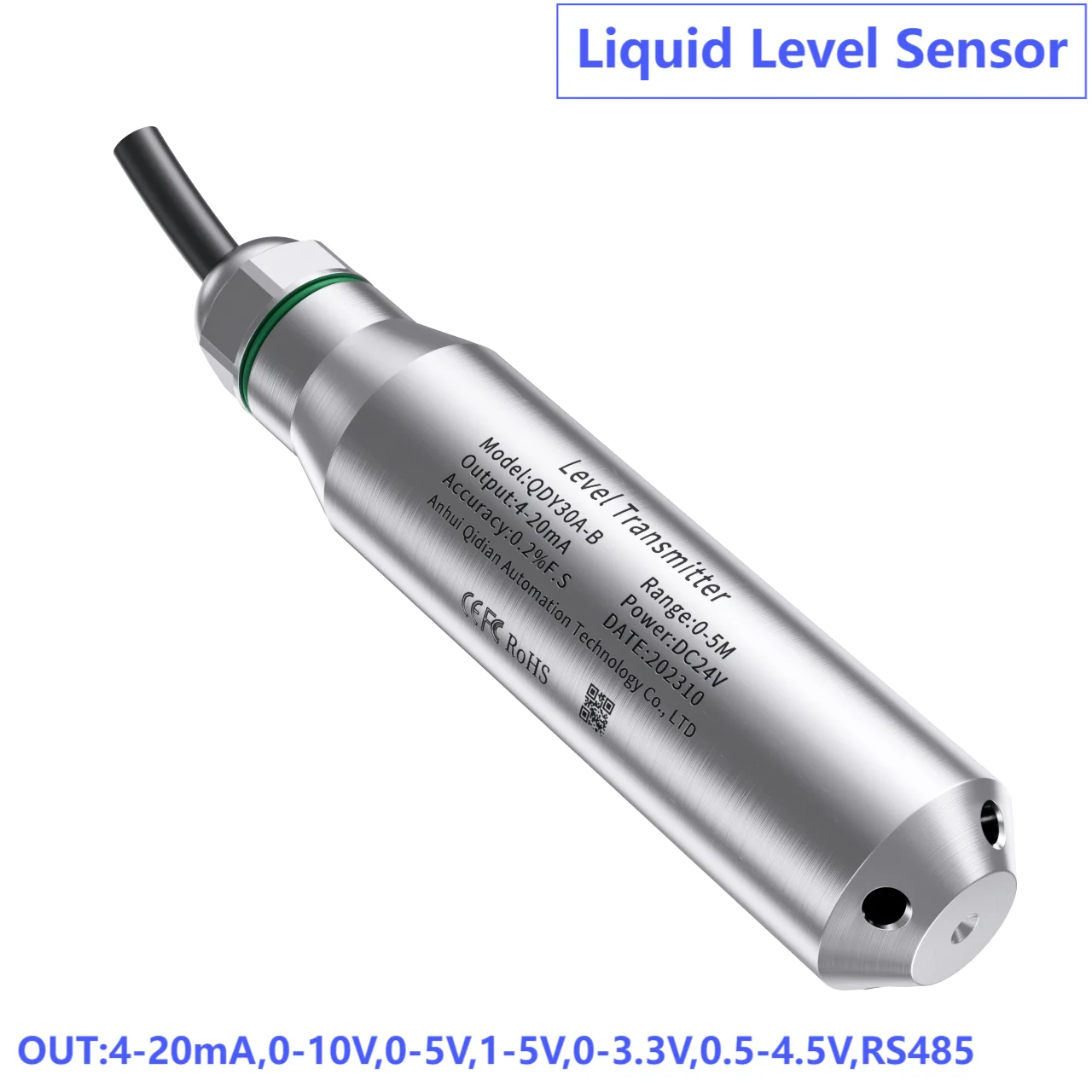 1-5V Output Integral Level Transmitter Liquid Oil Water Level Sensor Probe Detect Controller Float Switch 0-20m RS485 for Pump