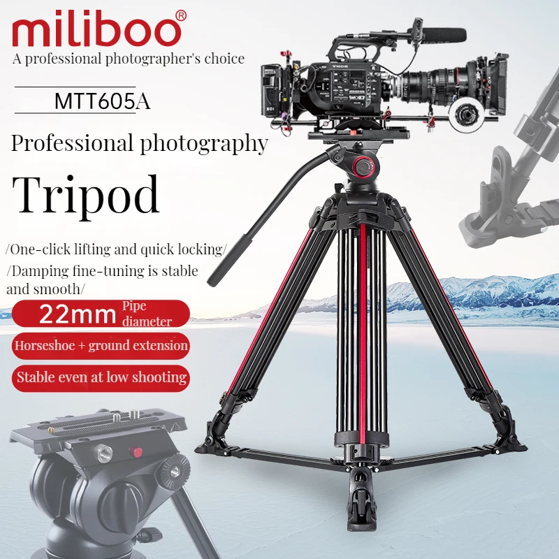 Miliboo MTT605A штатив для видеокамеры профессиональная стойка с наземным разветвителем для Dslr видеокамеры свадебная фотография путешествия