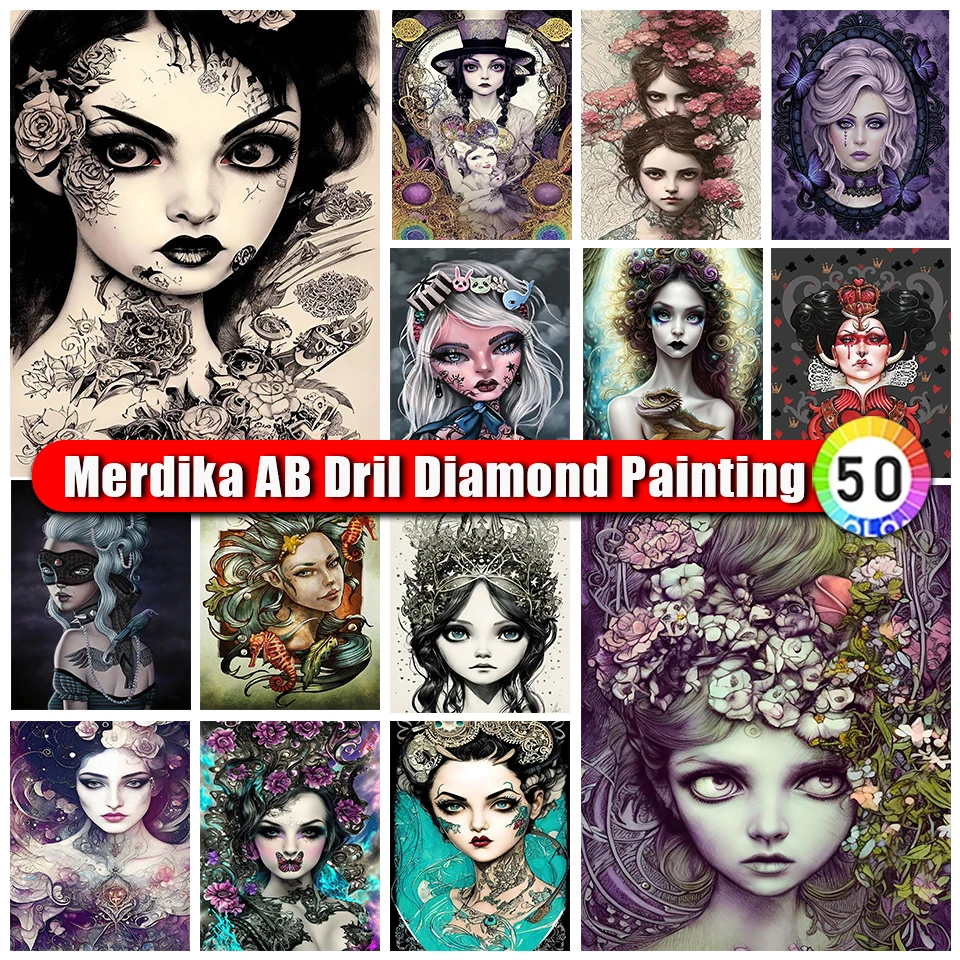 

Merdika Zipper Bag AB Diamond Painting Girl Cross Stitch Kits Embroidery Diamond Mosaic Halloween Art Needlework DIY Home Decor