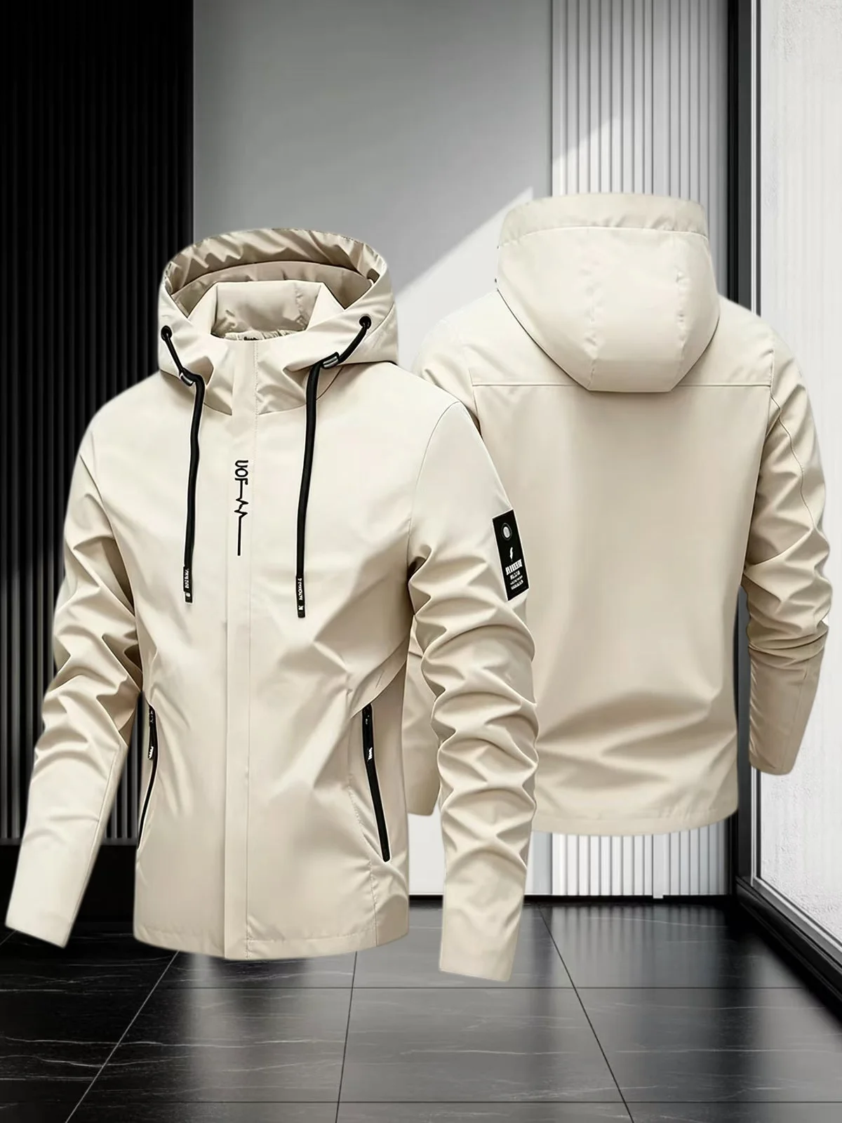 High quality men's exquisite hooded pocket jacket lightweight sports style outdoor adventure waterproof zipper autumn outerwear