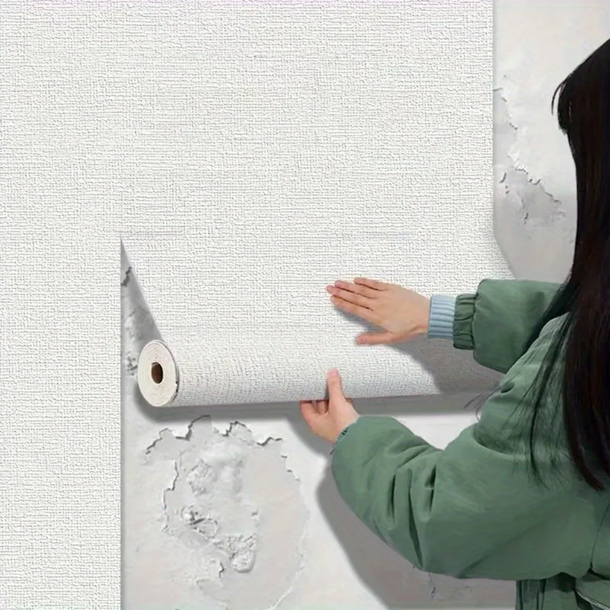 Flash! 10-Roll 3D Linen Self-Adhesive Wallpaper, Used for Refurbished Living Room Backgrounds, Precise Embossing Technology That Can Create Rich Texture, Dynamic Beauty Display Out in Light Flow, This Is a Unique Charm and Improved In-Depth Perception Great for Bedroom, Living Room and Dining Area, Easy to Create Unique Decorative Style