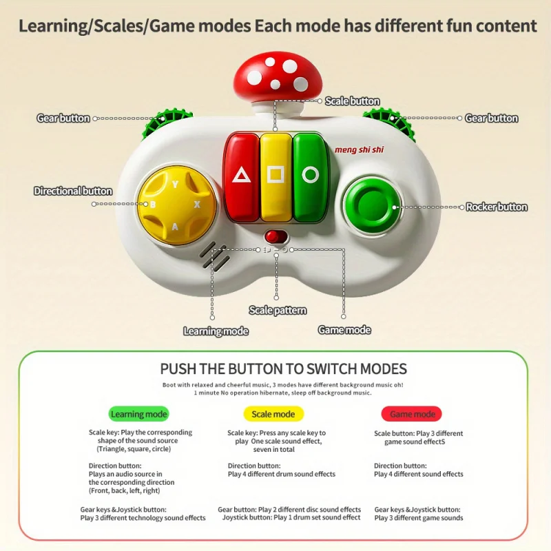 Dito in plastica Baby Piano Puzzle multifunzione Simulazione Gioco di funghi Gamepad Macchine per l'apprendimento dei bambini Musica Giocattoli per l'educazione precoce