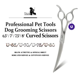 TAA Grooming Scissors 35°Extreme Curved Pet Scissors for Dog Professional Hairdressing Scissors 440C Alloy Steel Cat Hair Cutter