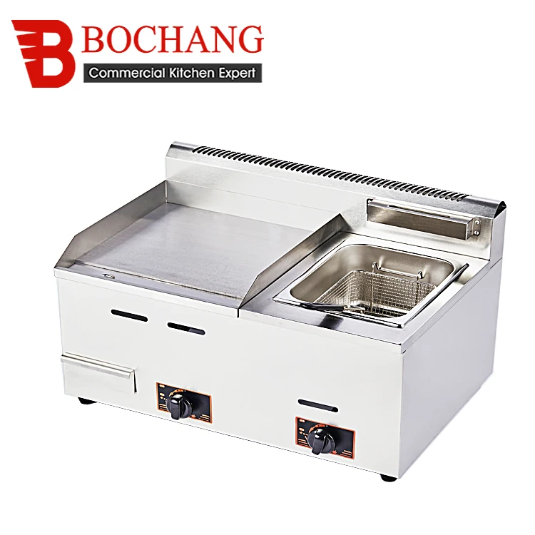 Kitchen Equipment Table Top Propane Tenpanyaki Griddle Deep Fryer Frying Pan Fryer