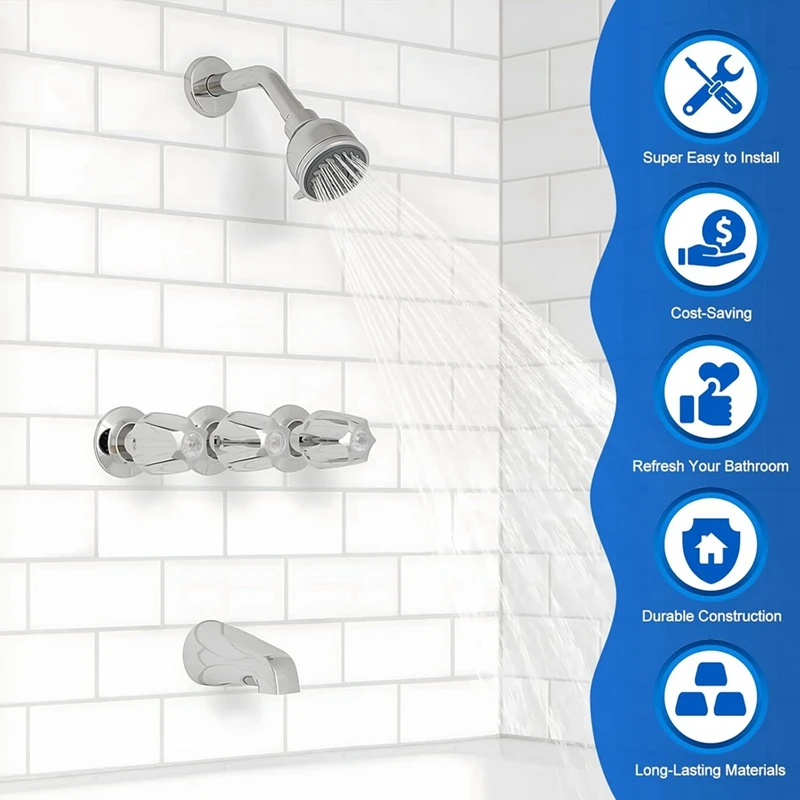 Substituição do botão do chuveiro de 3 peças para o preço/fister verve banheira chuveiro, torneira do chuveiro da banheira lidar com remodelação kit guarnição