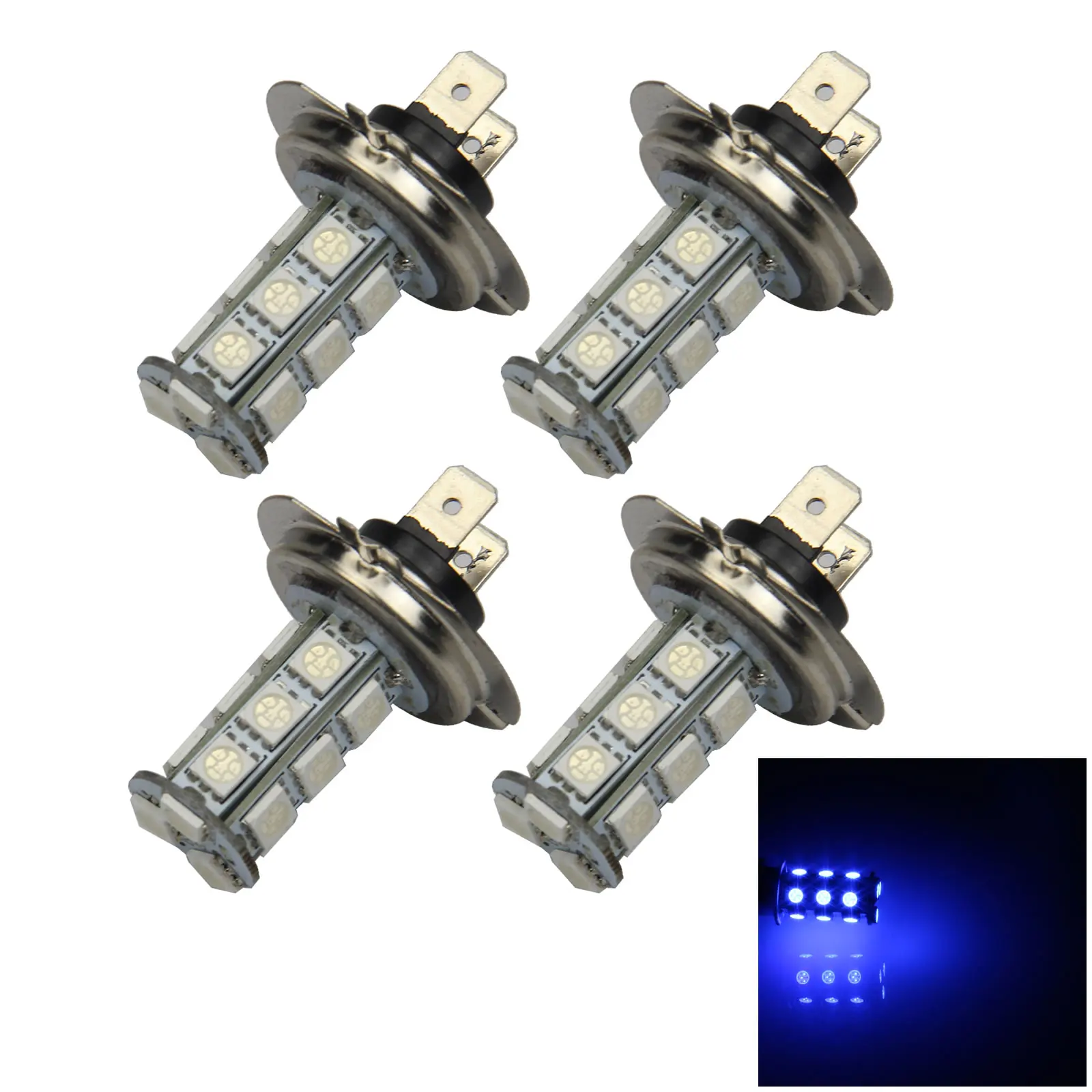 4x Blue RV H7 Signal Blub Exterior Lamp 18 Emitters 5050 SMD LED IEC7004-5-2 H152-B