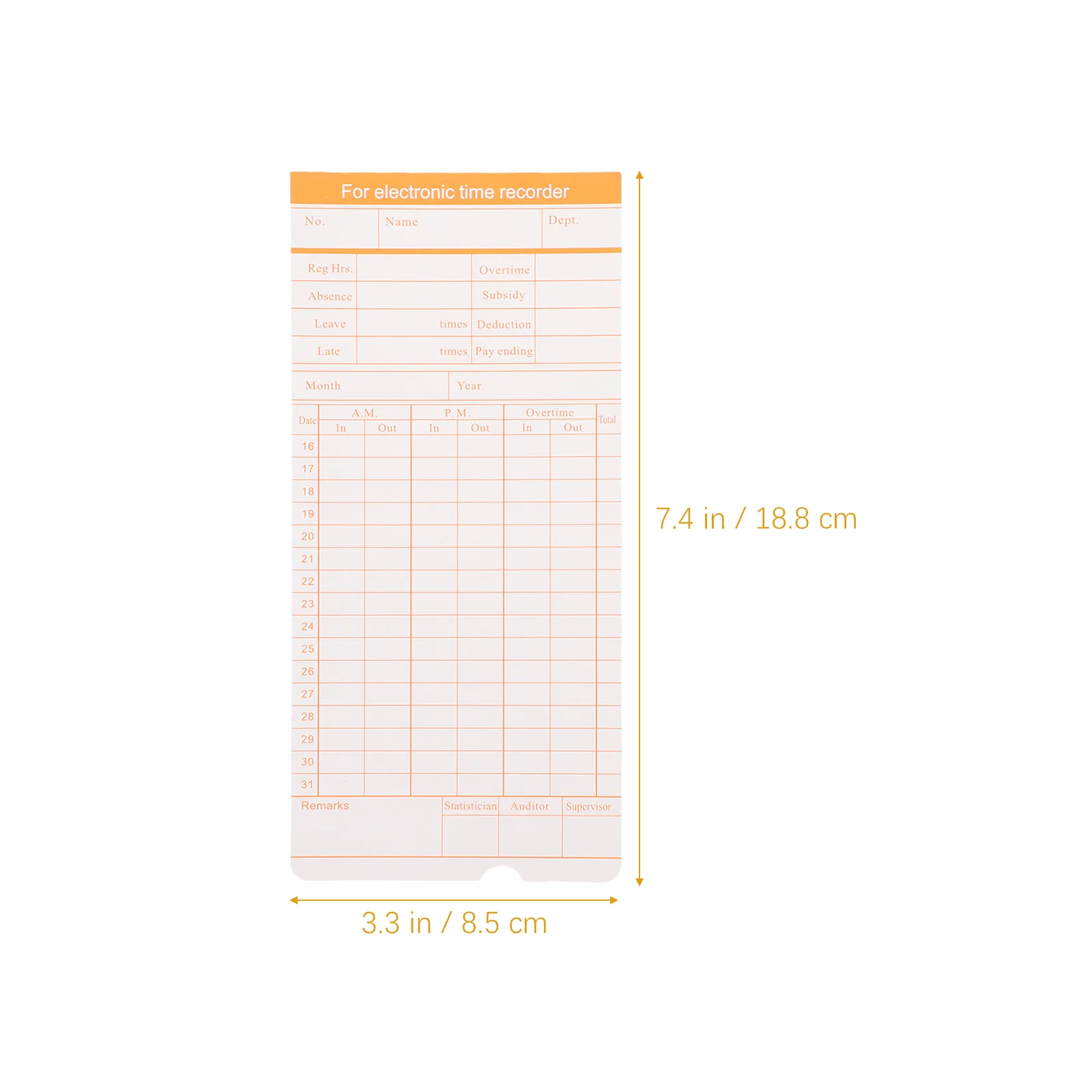 100 Sheets Attendance Paper Jam Double-sided Cards Punch Clock Office Use Accessories Supply Supplies Papers Time