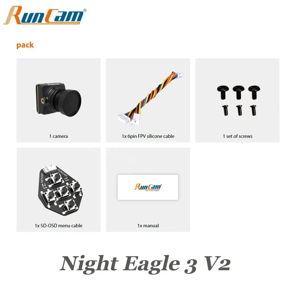 RunCam Night Eagle 3 V2 1500TVL 8.5g Ultra Light FOVD NTSC/PAL CMOS FPV Starlight Kamera noktowizyjna do drona FPV RC