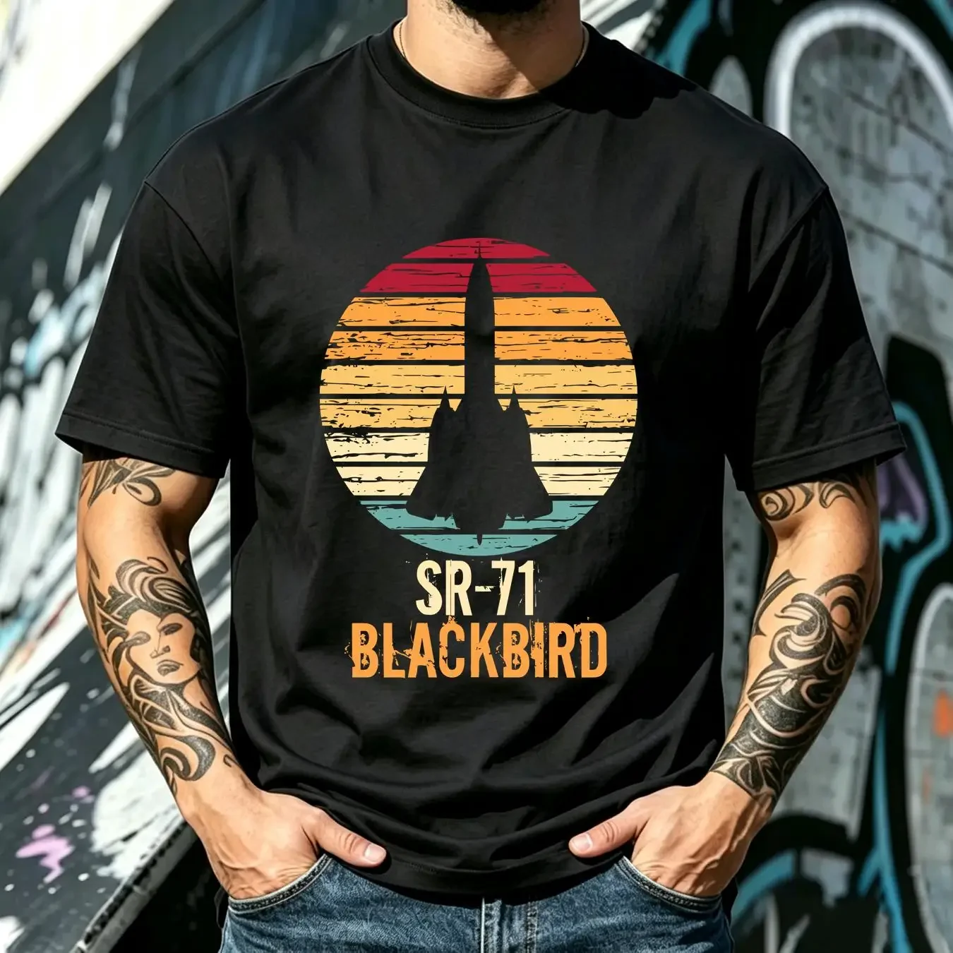 washed T Shirt Vintage Sr 71 Blackbird Military Aviation Aircraft S 4XL vintage Washed streetwear Breathable