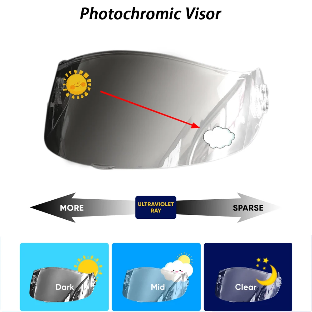 

Helmet Photochromic Visor Uv Protection Casco Moto Visera Sunshield For NOLAN X803 X802 X702 X661 X603 Helmet hromic lens