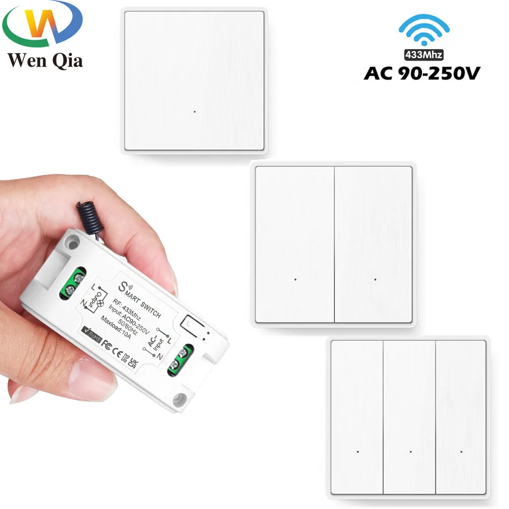 

RF433 Mhz Wireless Light Switch Push Button Wall Smart Switch AC 110V 220V Relay Receiver Remote for Home Appliance Lamp Fan