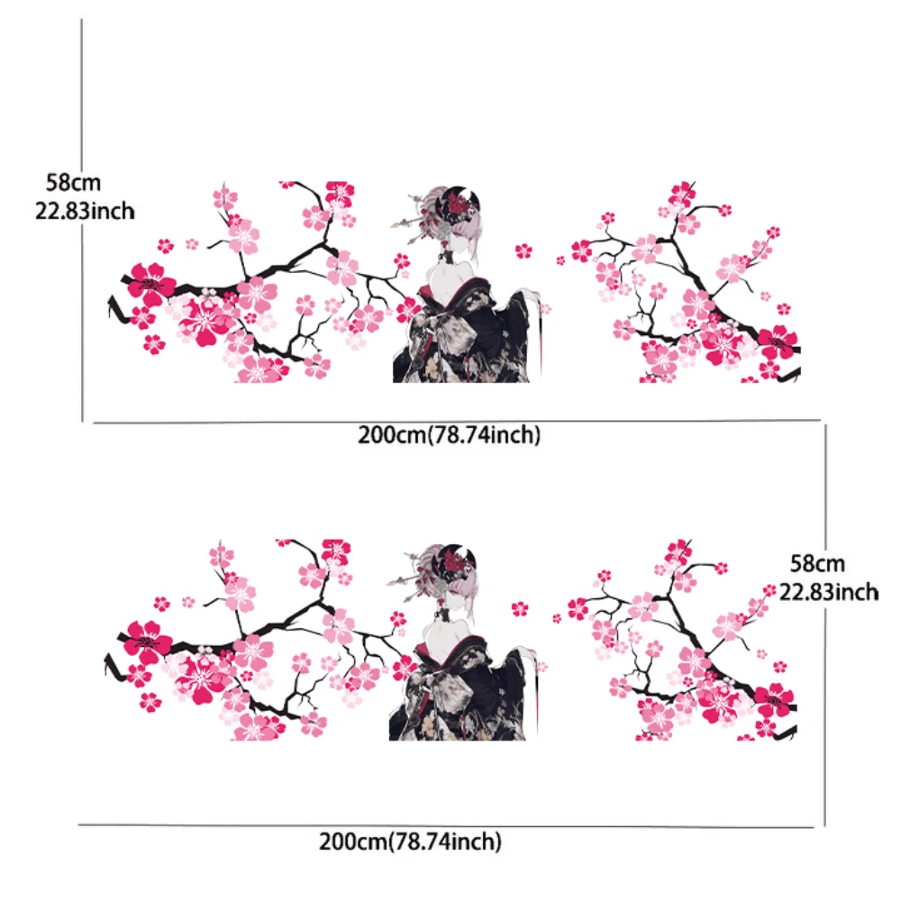 Kimono women cherry blossom tree branch decal stickers car stickers full body decal decoration covering scratches protection car