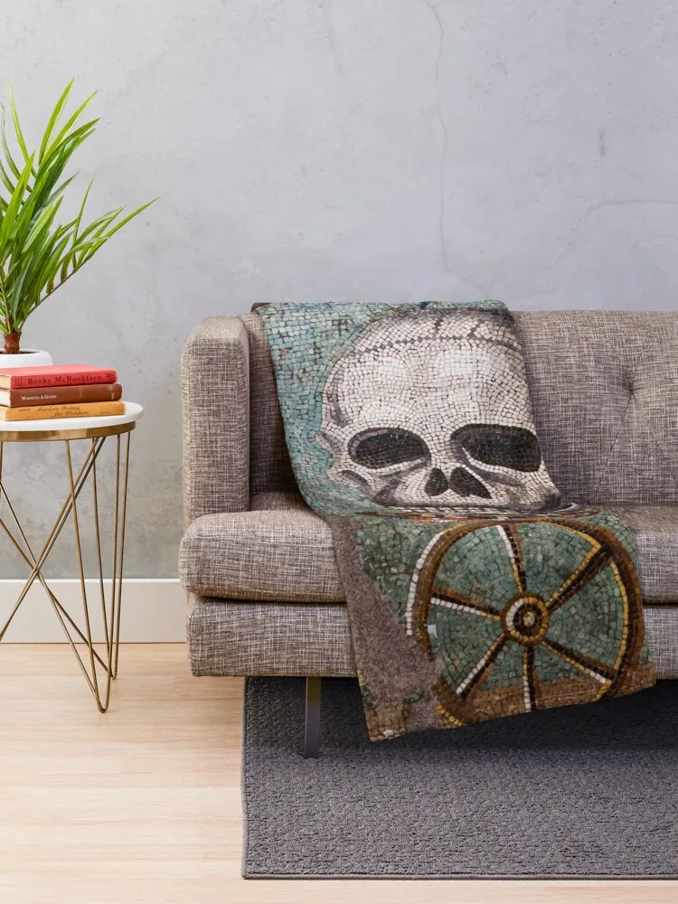 POMPEII COLLECTION / MEMENTO MORI, SKULL ,BUTTERFLY AND WHEEL OF FORTUNE Throw Blanket Kid'S Decorative Beds Hairy Blankets