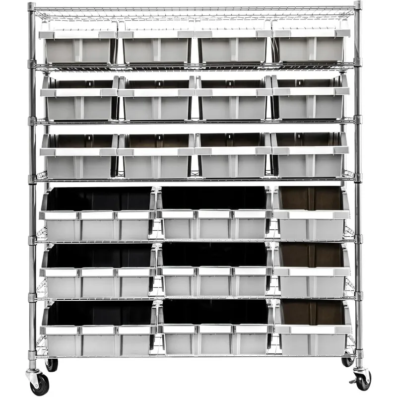 Classics Heavy Duty NSF Bin Rack Solid Steel Wire Shelving Storage Unit, Patented Organizer for Garage, Warehouse, Office