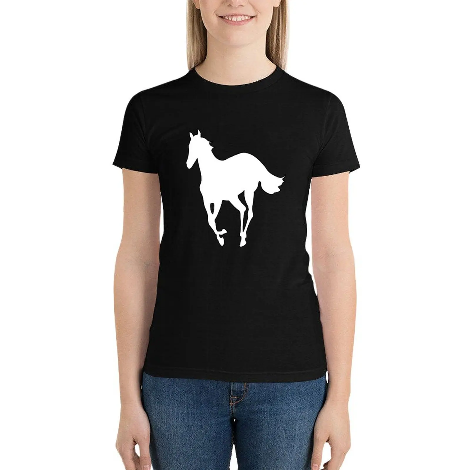 

horse pony white T-Shirt korean fashion summer top tops Women t-shirts