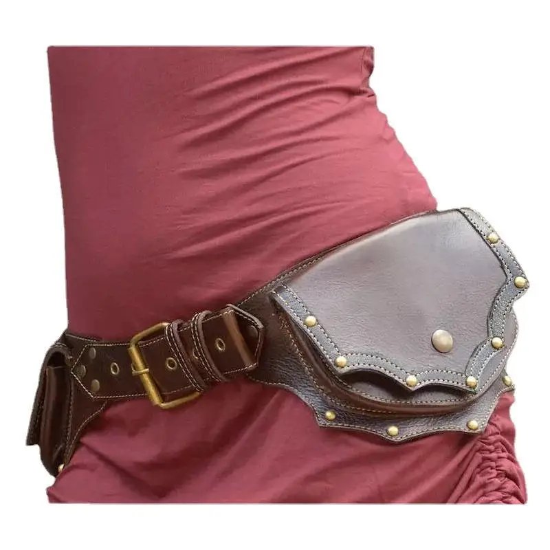 Medieval Steampunk Leather Utility Belt Hip Bag Girl Bohemian Hippie Fanny Waist Wallet Women Pirate Cosplay Costume Accessory