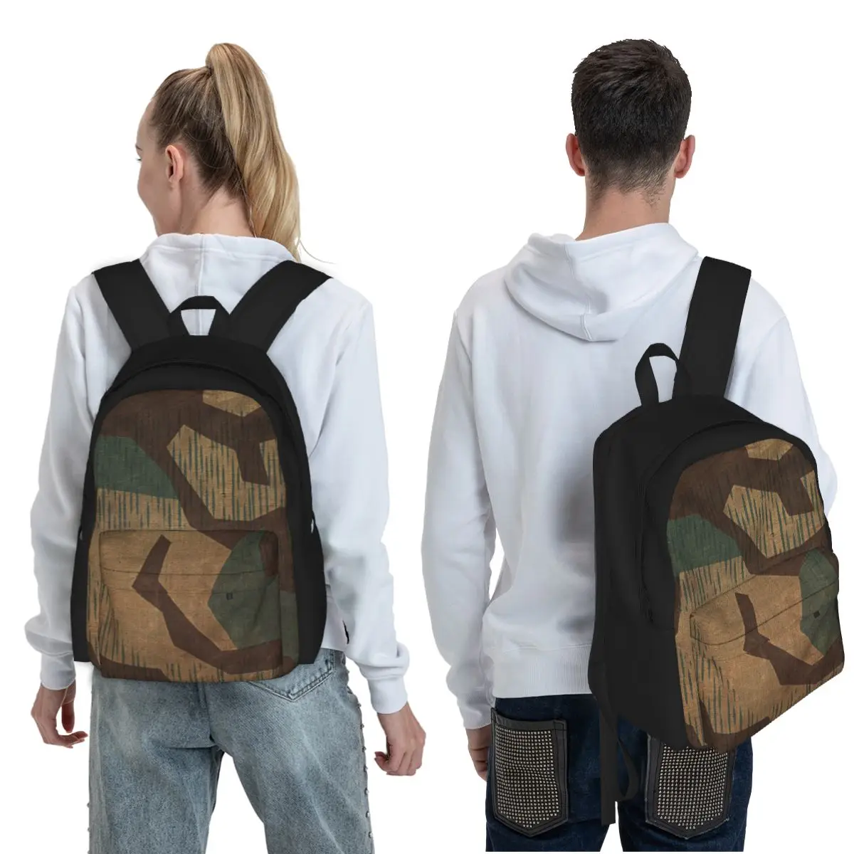 Splintertarn German WW2 Camouflage Army Military CamoStudent Backpack School Bag for Men Women Fashion Bookbag Shoulder Bags