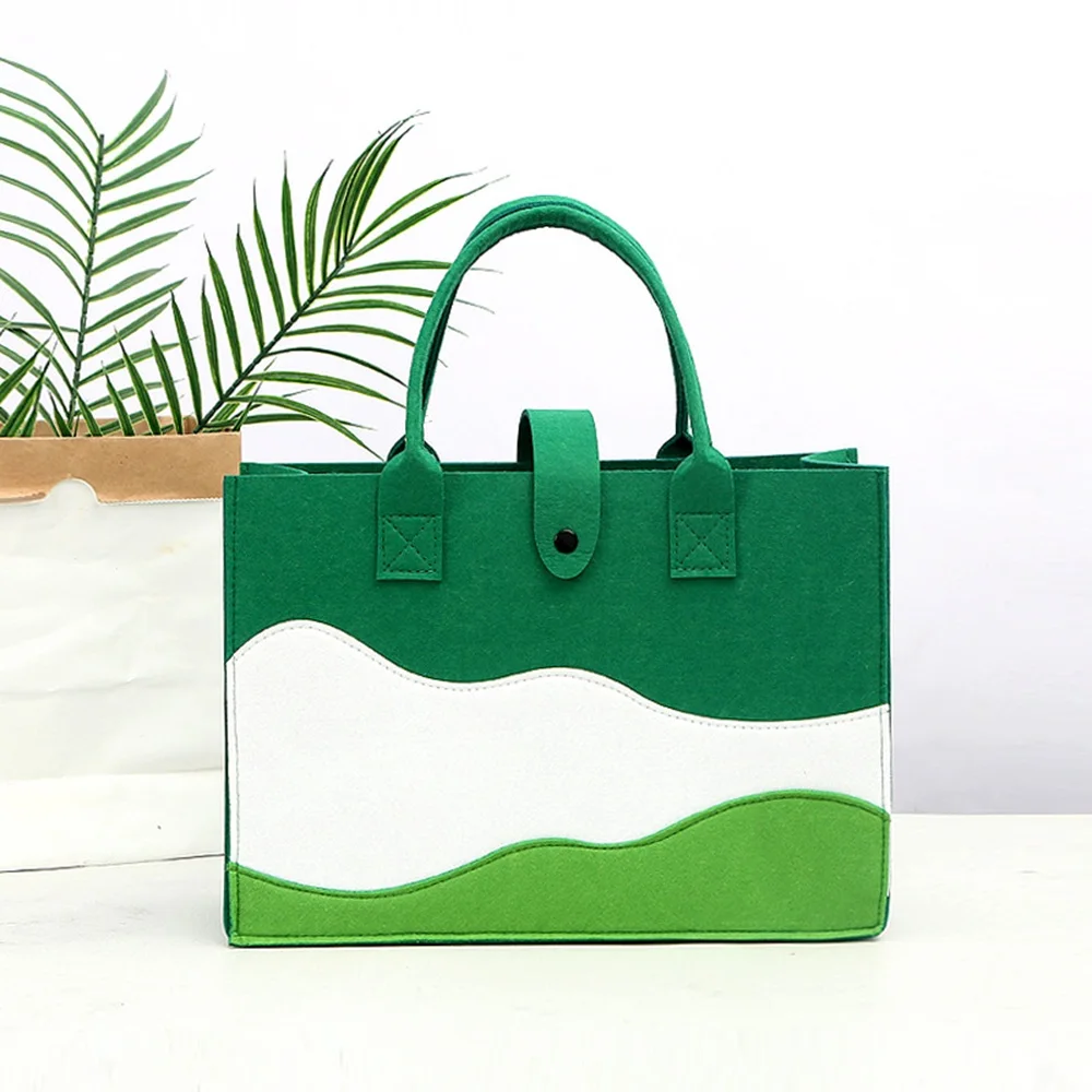 

100pcs/Lot Wholesale Custom Logo Felt Storage Bag New Fashion Grocery Basket Women Felt Tote Bag Handbags Wool Felt Shopping Bag