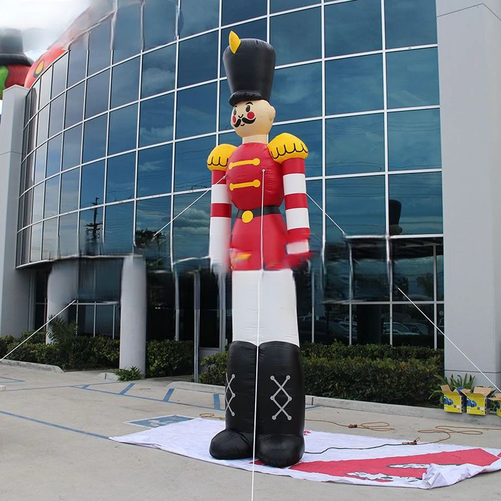 Nutcracker Soldier 6 Meter Inflatable  with Black Boots Christmas Mascot Decoration Outdoor Use Customized Advertising