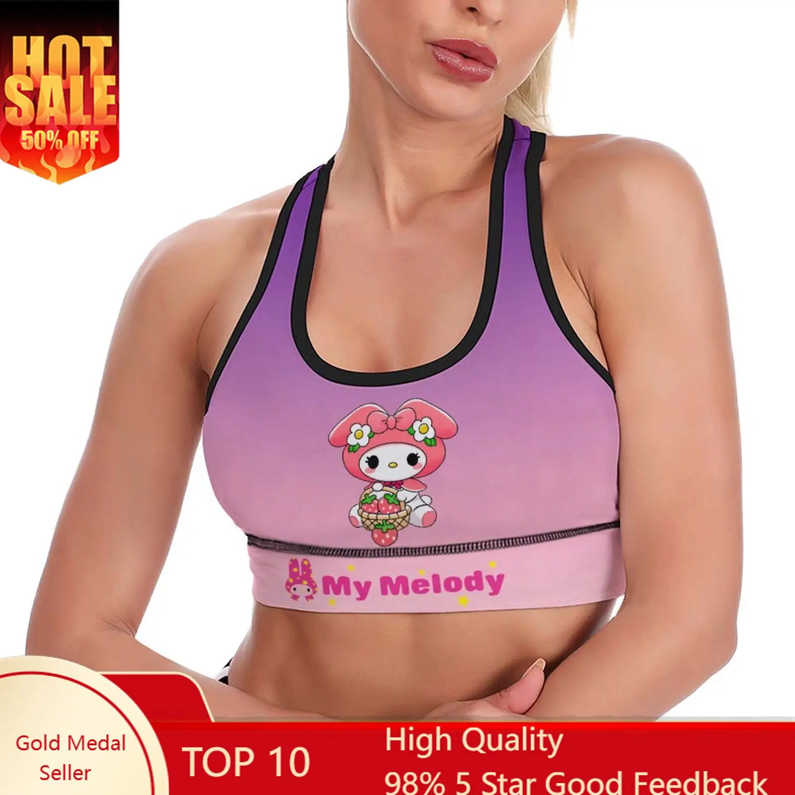 

My Melody Sports Tank Top Women Yoga Vest Sanrio Cartoon Sexy Crop Tanks Cute Racerback Tops Soft Undershirt