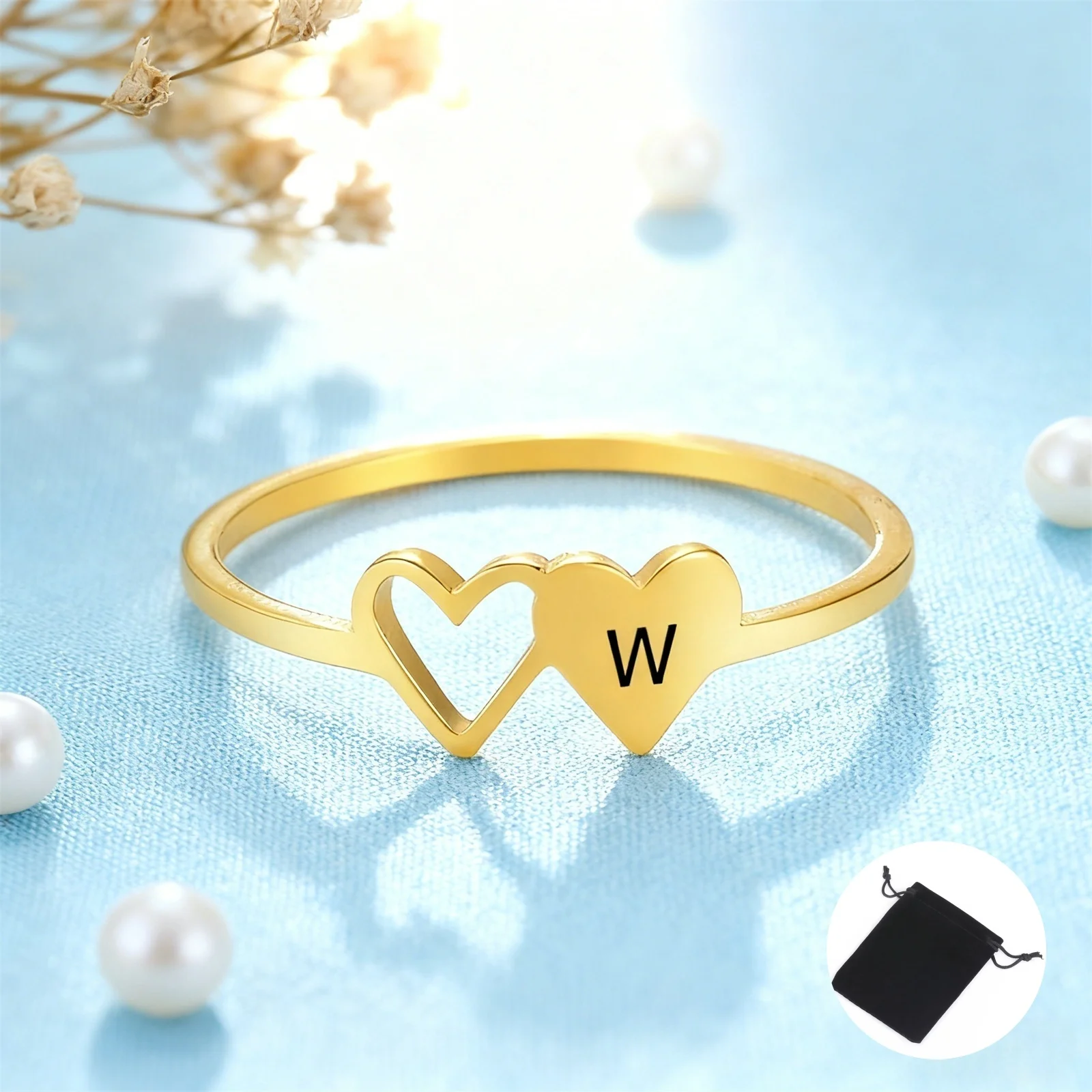 Bague Double cœur avec nom per - Wedding Z avis et prix