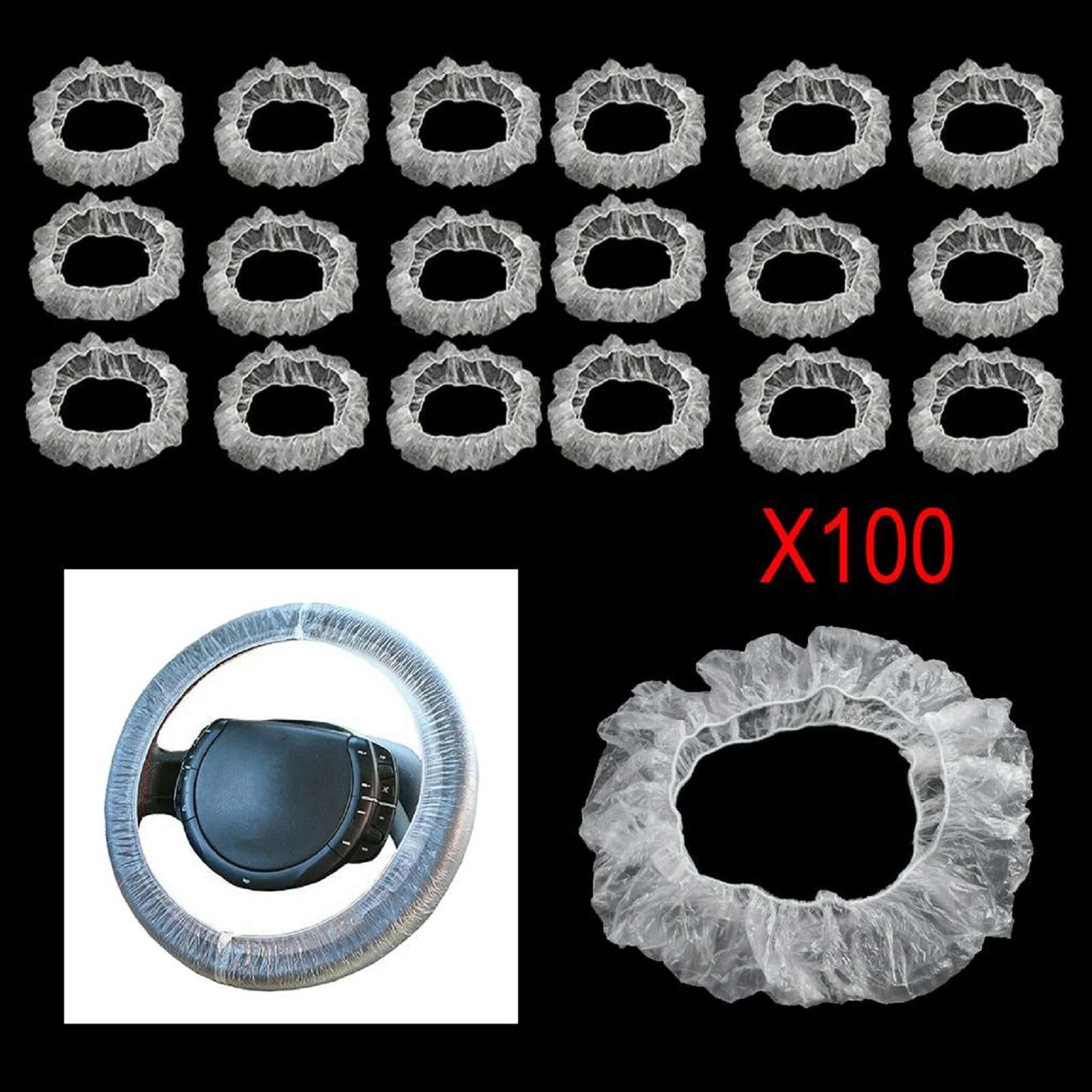 

100Pcs Disposable Steering Wheel Cover Universal For Car 36-38cm Steering Wheel Clear Plastic Dustproof Car Steering Wheel Cover