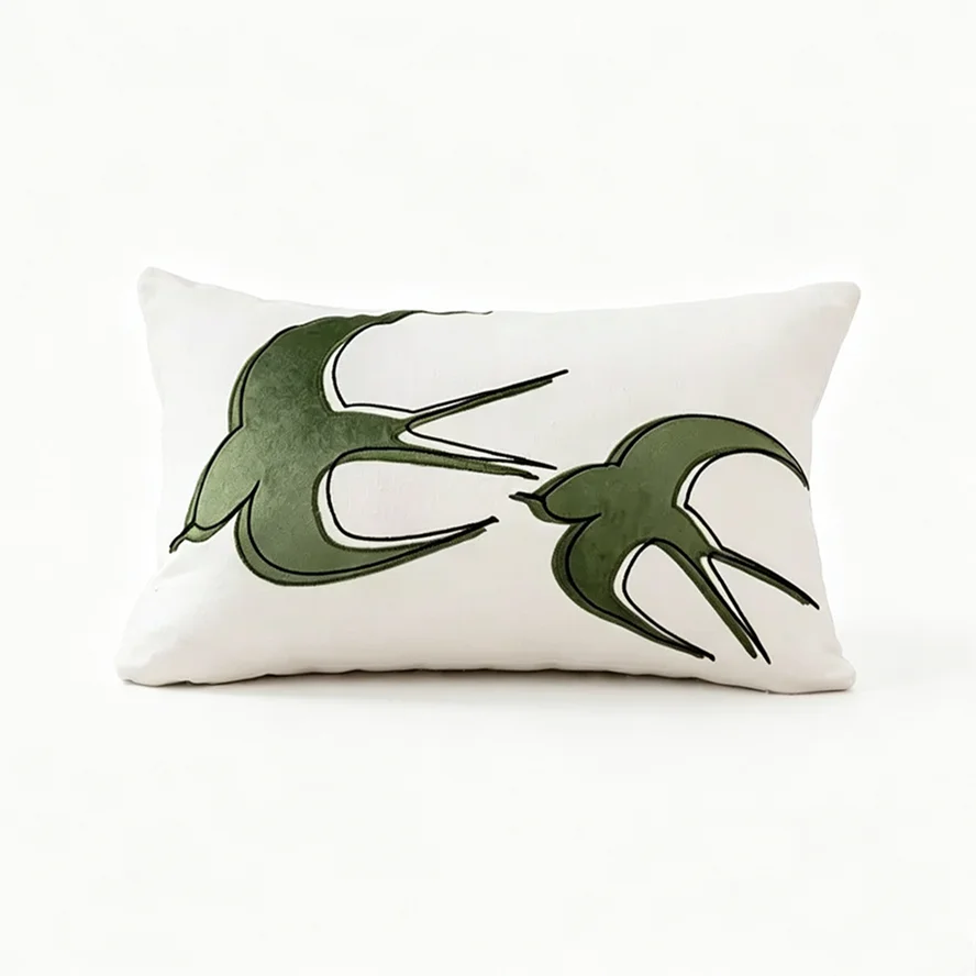 Modern Embroidery Swallows Home Sofa Designer Leisure Living Room Pillow Cover 30x50cm Print Square Cushion 1 Piece Pack