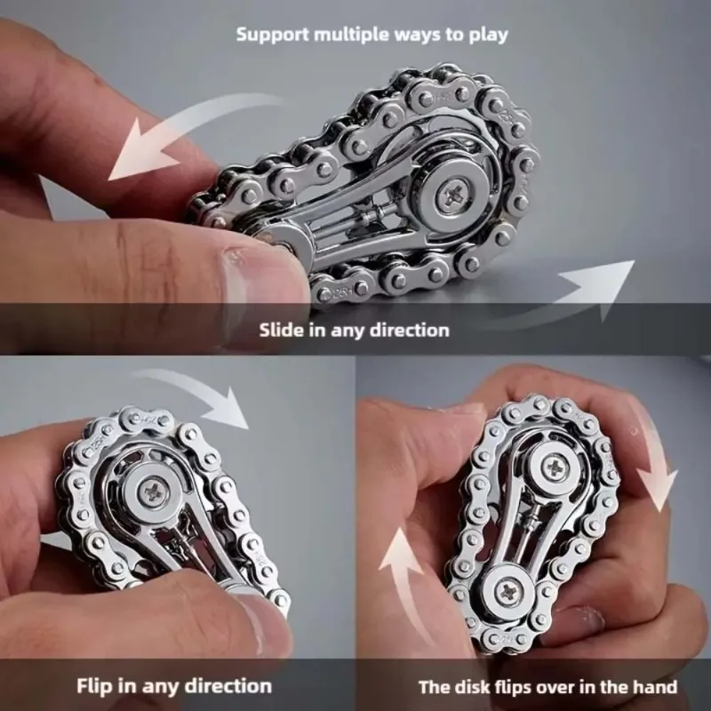 1/3 Pcs Pressure Relief Finger Chain Toothed Flywheel Chain Fidget Spinner Anxiety Relief Tool Gear Mechanical Metal Edition