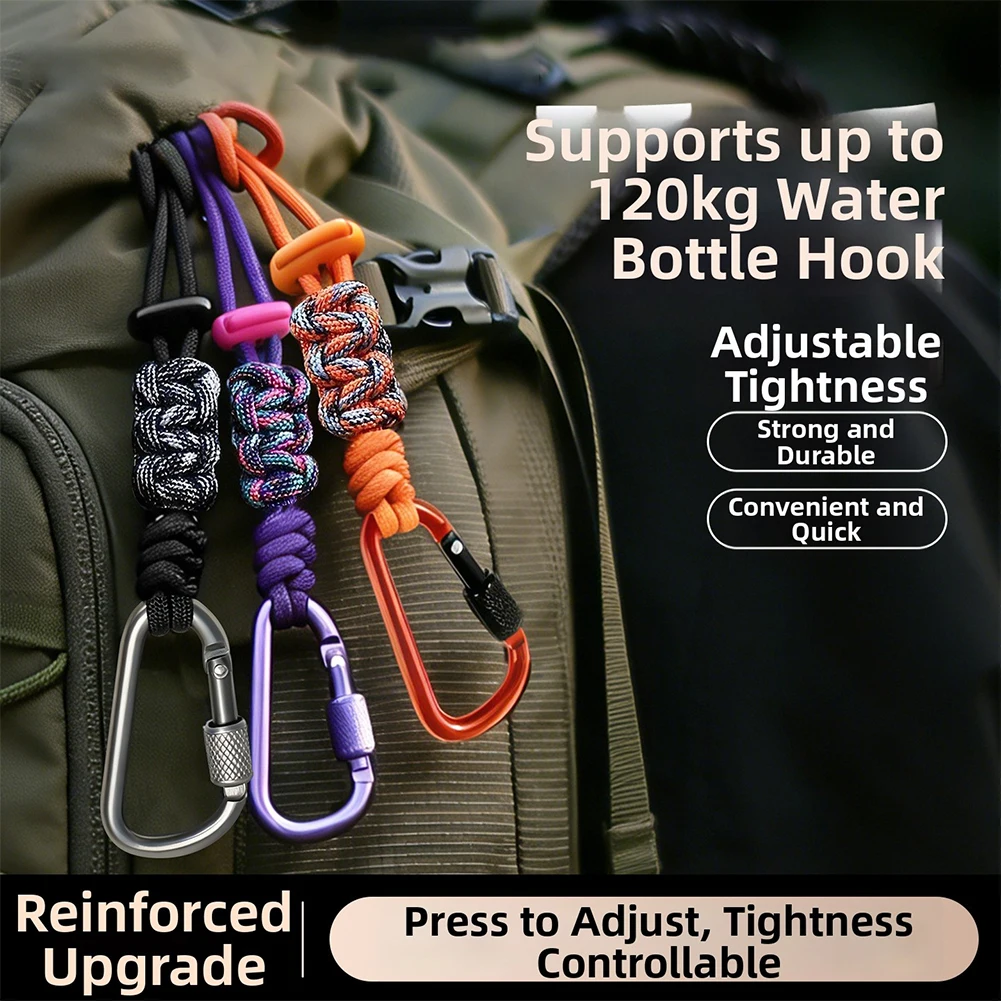 Multifunctional Water Bottle Buckle Aluminum Alloy Backpack Cup Carrier Kettle Carabiner Hook Keychain For Camping Hiking